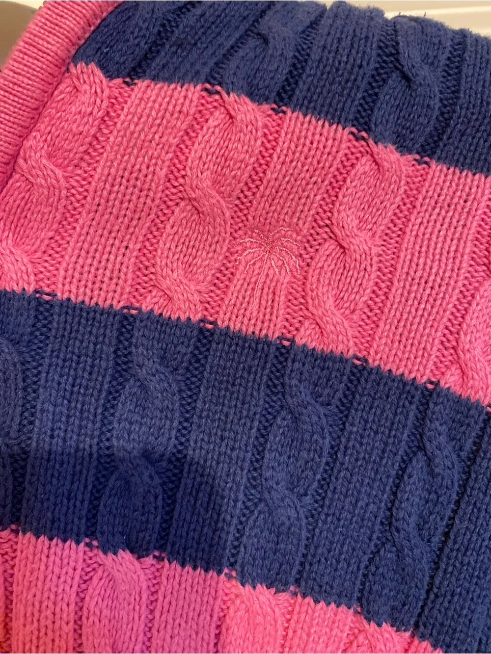 Lilly Pulitzer pink navy striped zip up cotton sweater, girls size 12
